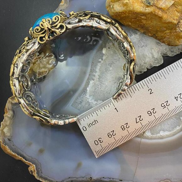 Carolyn Pollack Sterling/Brass Faceted Blue Quartzite Doublet Tanzanite Bracelet - Picture 8 of 10